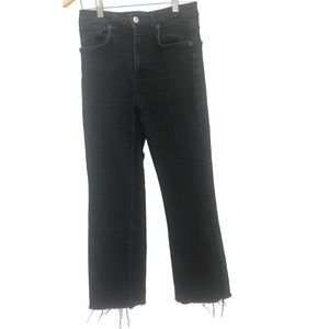 Zara Black Cropped Jeans Raw Hem Size 4